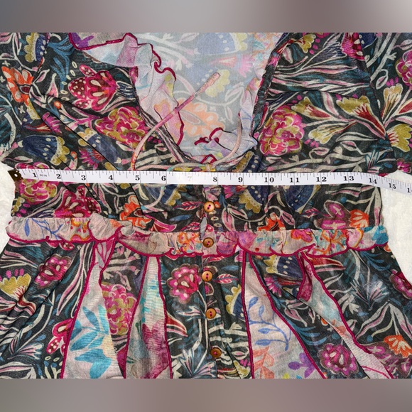 NATURAL LIFE Multicolor Floral Ruffle Tie-Front Tunic - Picture 11 of 11